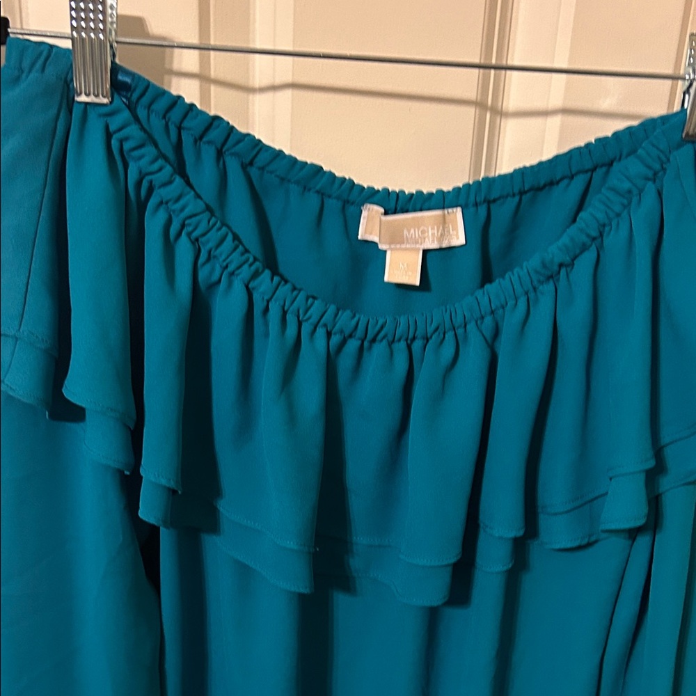 Michael Kors Turquoise Ruffle Blouse